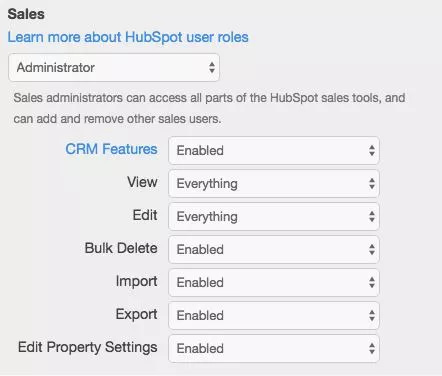 HubSpot User roles and events API