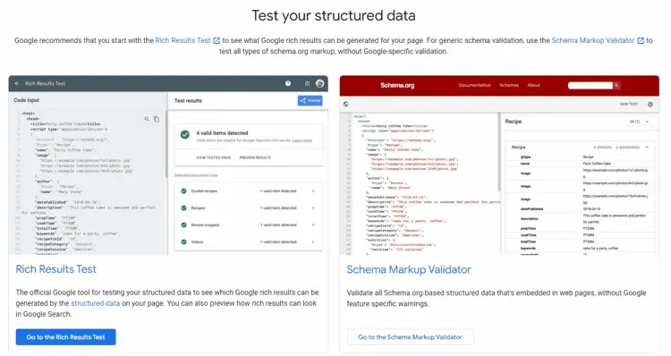 Test tool for structured data