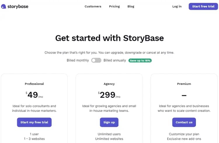 Storybase Pricing by findtheblogger
